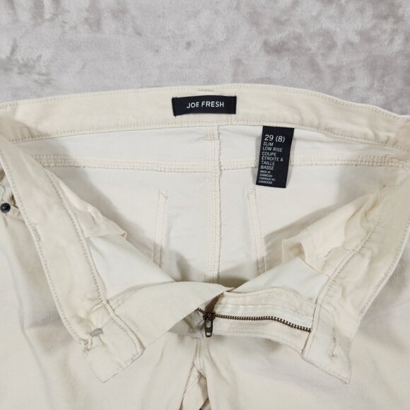 Joe Fresh Corduroy Stretchy Pants Off-white Slim Low rise Women's Size 29 (8) - Picture 3 of 11